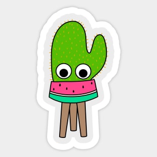 Cute Cactus Design #234: Cute Cactus In Watermelon Planter Sticker